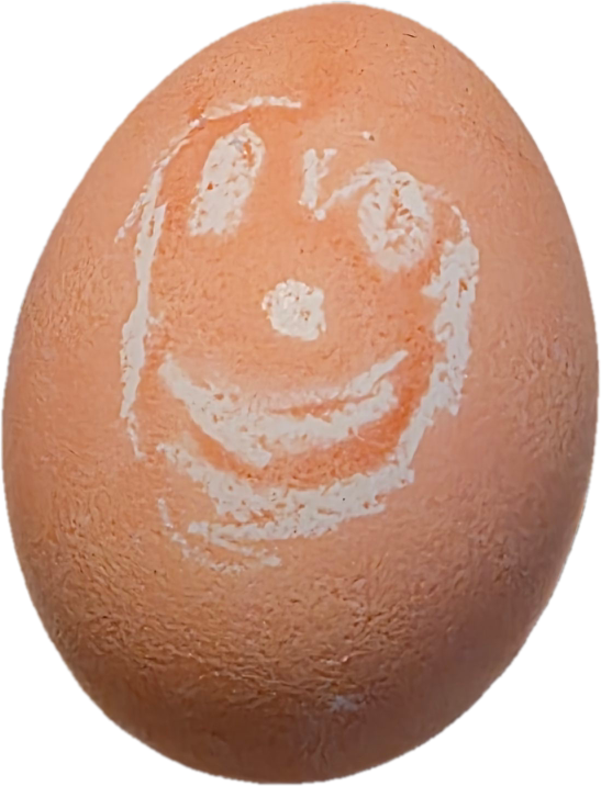 cursed egg with a botched clown face